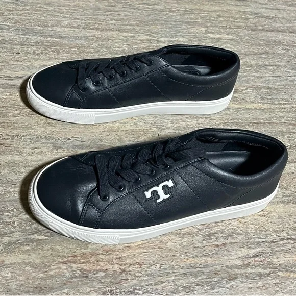 Tory Burch black leather sneakers